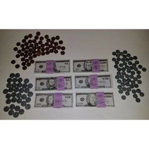 Youniverse Play Toy Money Lot Dollars Coins Pennies Nickels Dimes Cash Learning